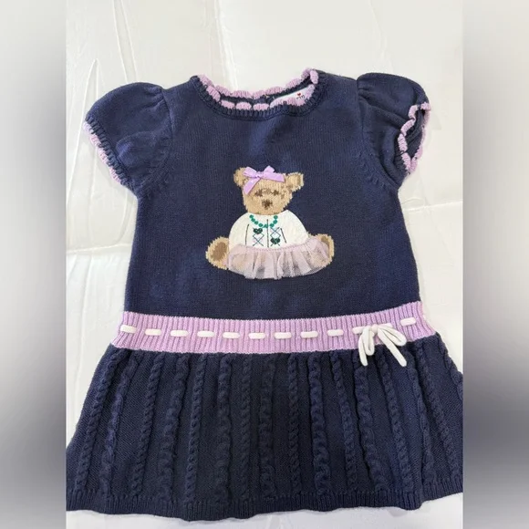 Hartstrings Navy and Lavender Bear Dress - Picture 2 of 5